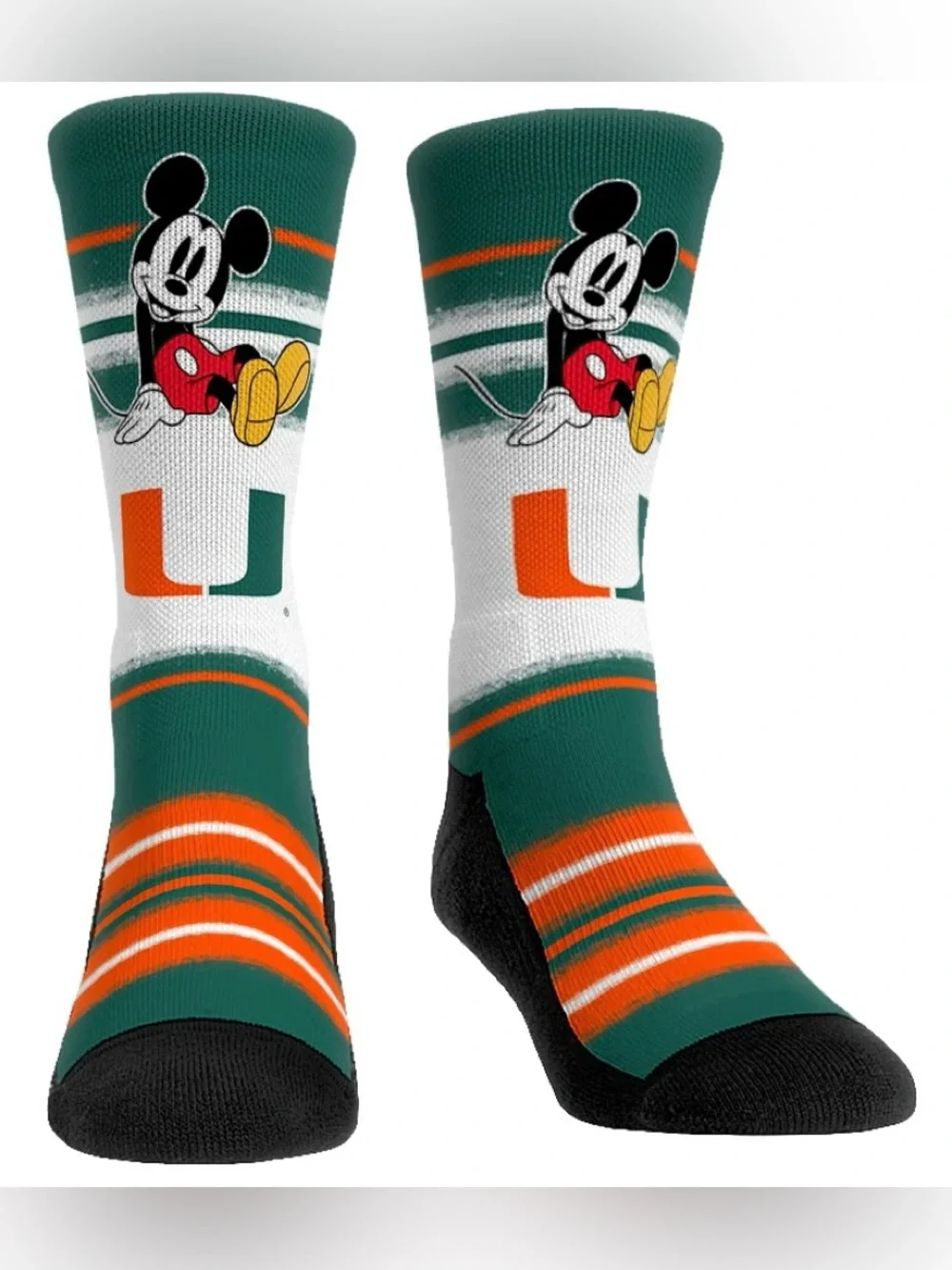 MIAMI HURRICANES DISNEY - MICKEY SIT STRIPE Socks Sz.L/XL